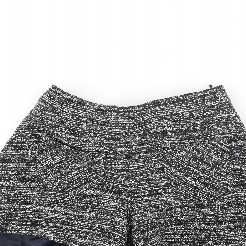 Nanos Girls Black Geometric Acrylic Bermuda Shorts Size 10 Years Regular Zip