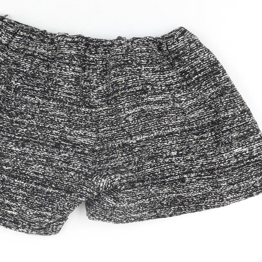 Nanos Girls Black Geometric Acrylic Bermuda Shorts Size 10 Years Regular Zip