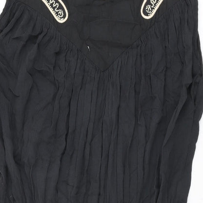 French Connection Womens Black Viscose Shift Size 12 Boat Neck Zip - Beaded Detail