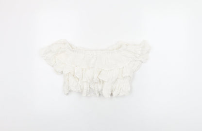 Womens UK Size 6 Topshop White Cropped T-Shirt
