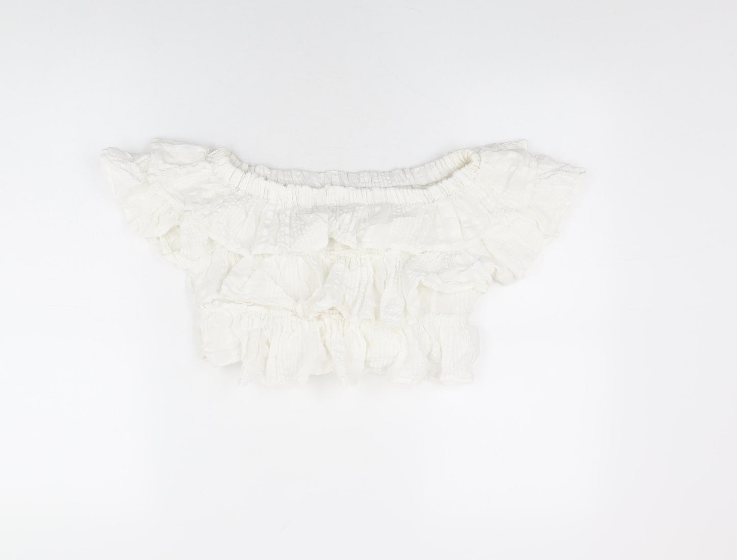 Womens UK Size 6 Topshop White Cropped T-Shirt