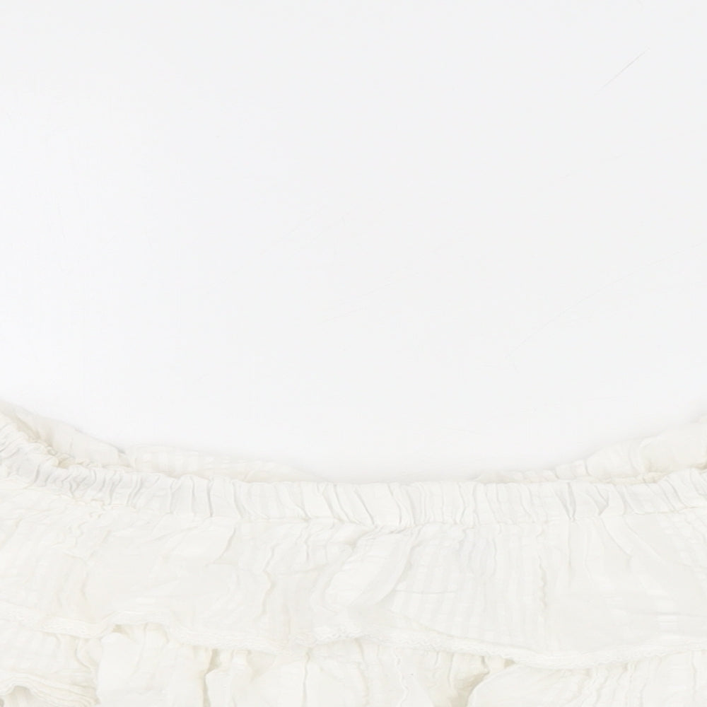 Womens UK Size 6 Topshop White Cropped T-Shirt