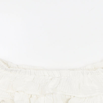 Womens UK Size 6 Topshop White Cropped T-Shirt