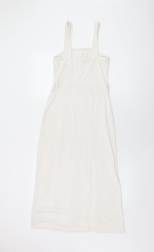 Topshop Womens White Polyester A-Line Size 6 Square Neck Pullover