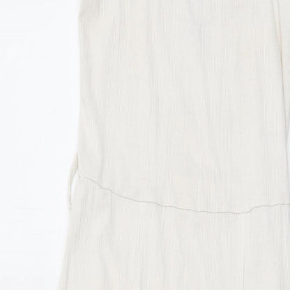 Topshop Womens White Polyester A-Line Size 6 Square Neck Pullover