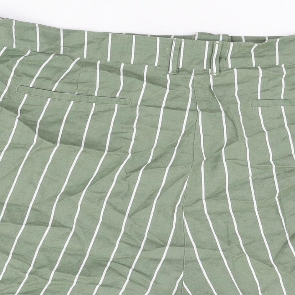 Capsule Womens Green Striped Cotton Basic Shorts Size 20 L4 in Regular Zip