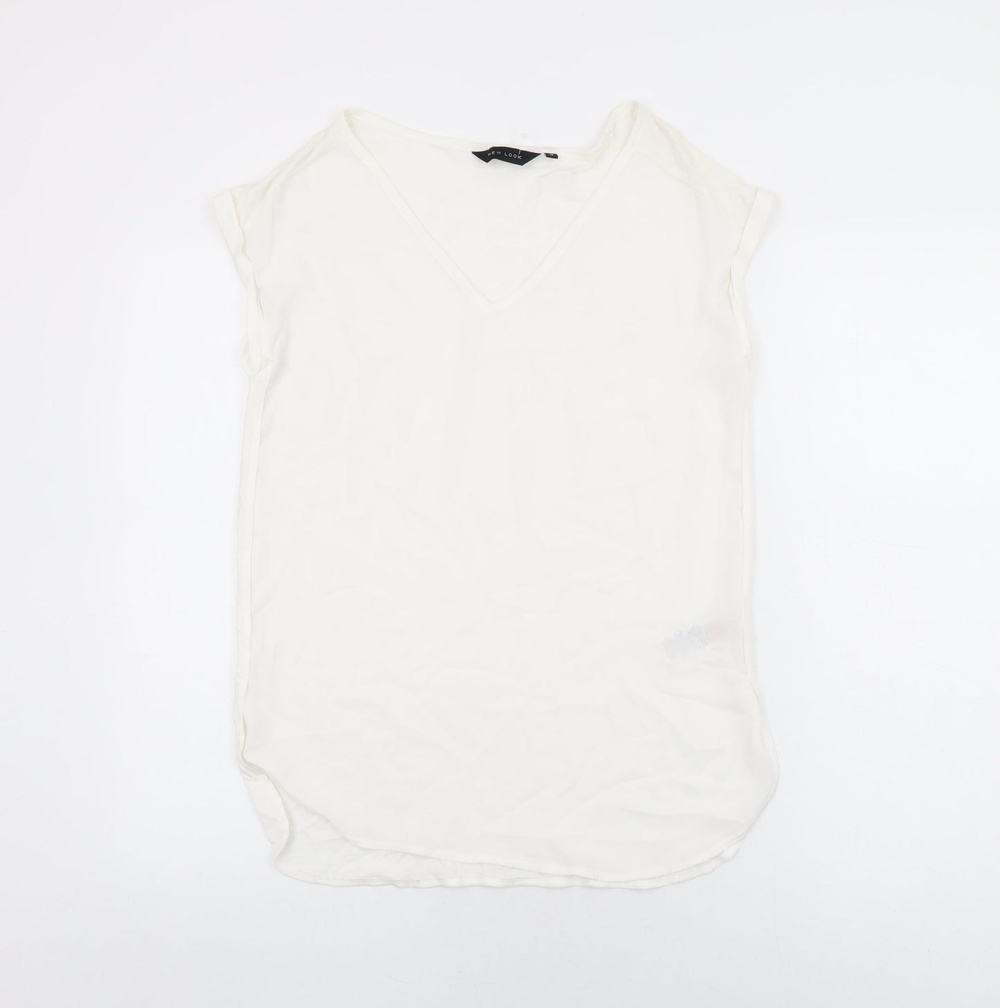 Womens UK Size 10 New Look White Basic T-Shirt