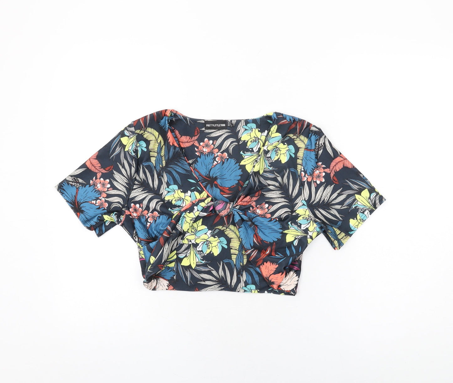 Womens UK Size 16 PRETTYLITTLETHING Blue Cropped T-Shirt