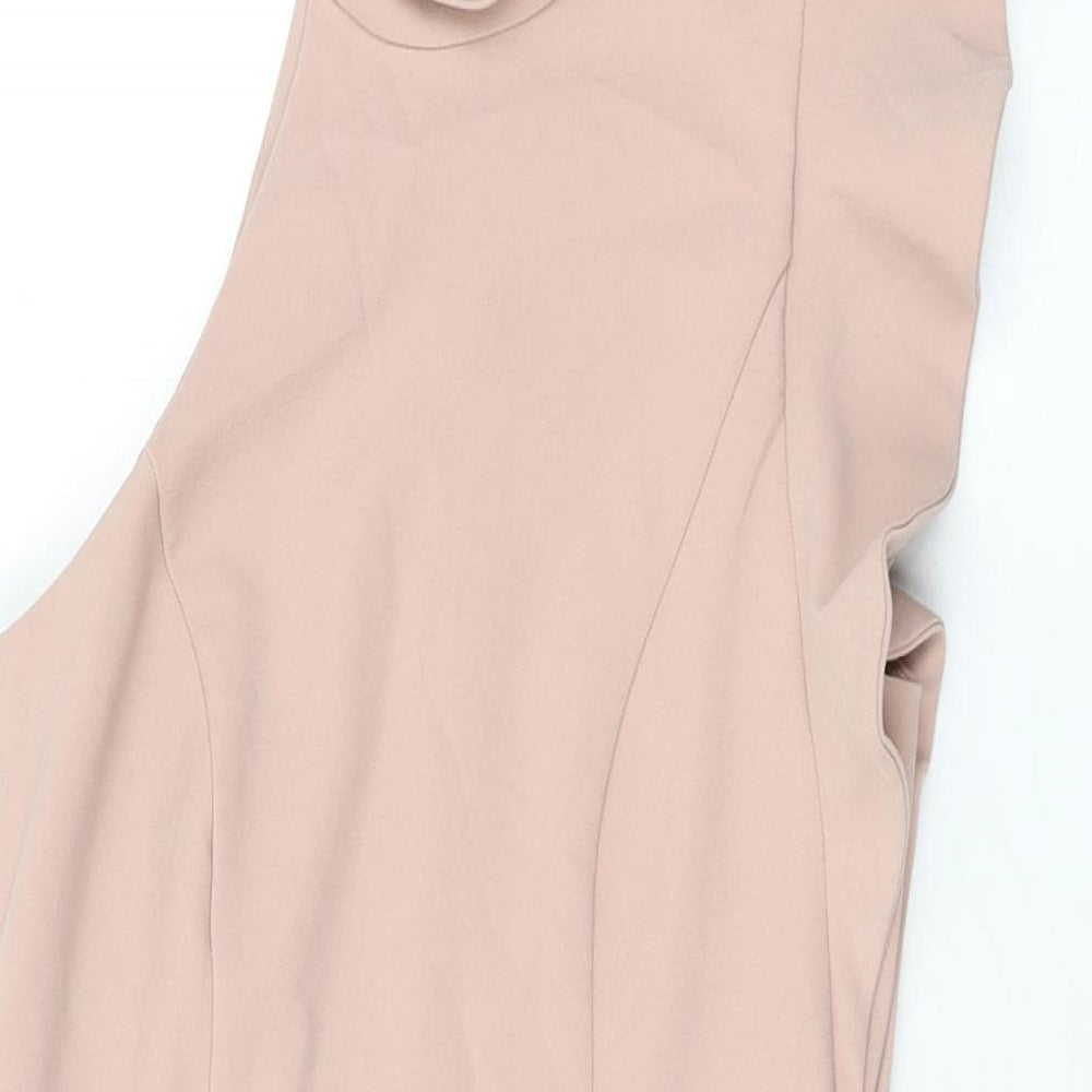 River Island Womens Pink Polyester Bodycon Size 8 Round Neck Zip