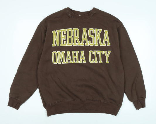 Mens UK Size S Pull&Bear Brown Pullover Sweatshirt