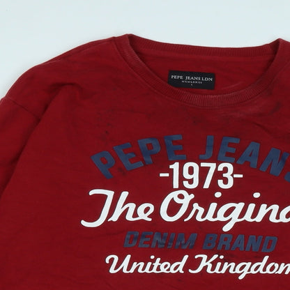 Mens UK Size L Pepe Jeans Red Pullover Sweatshirt