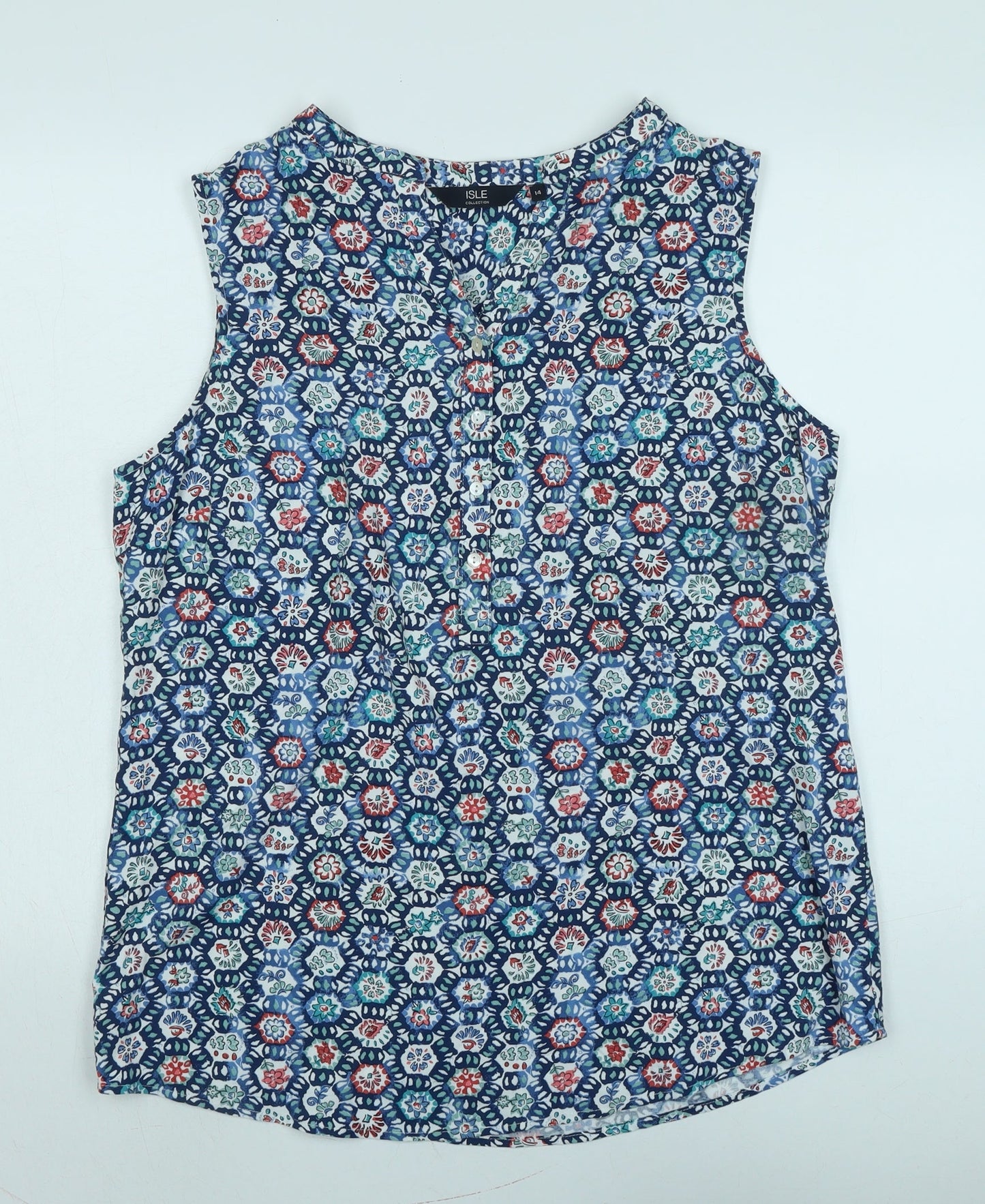 Womens UK Size 14 Isle Blue Basic Blouse