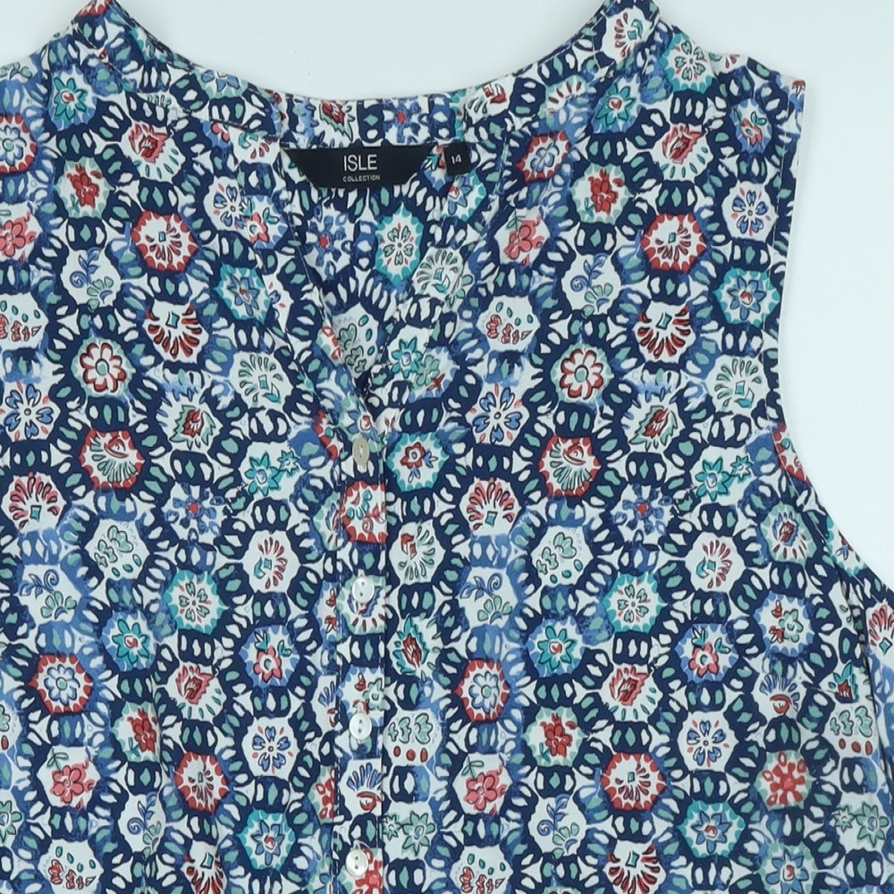Womens UK Size 14 Isle Blue Basic Blouse