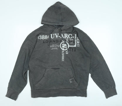 DENIM SEVENTY THREE Mens Grey Cotton Pullover Hoodie Size S - Denim Seventy three