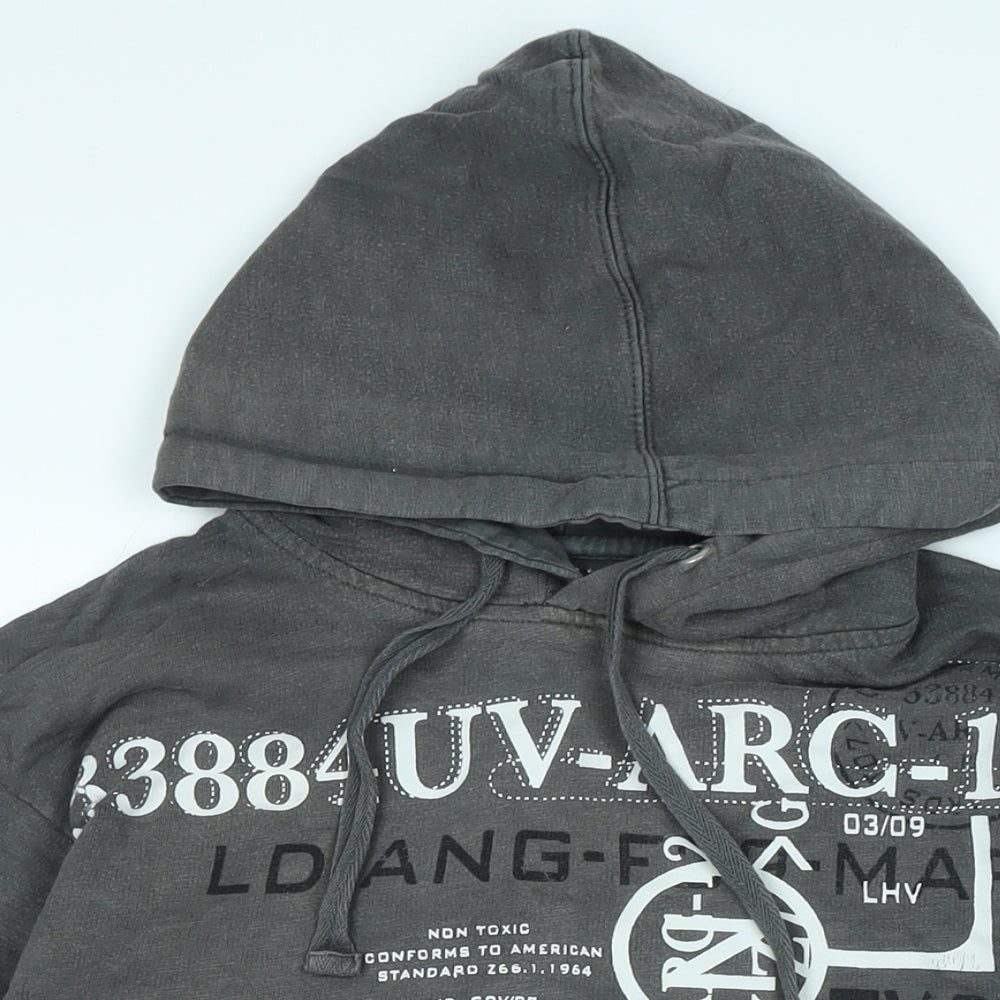 DENIM SEVENTY THREE Mens Grey Cotton Pullover Hoodie Size S - Denim Seventy three