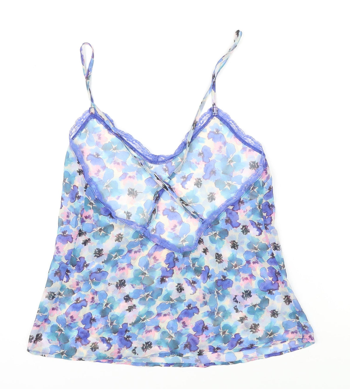 Accessorize Womens Blue Floral Polyester Cami One Piece Size XS
