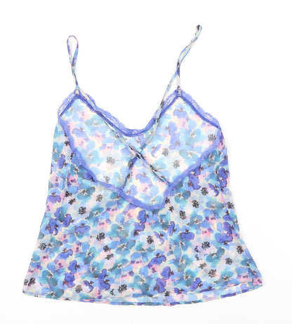 Accessorize Womens Blue Floral Polyester Cami One Piece Size XS