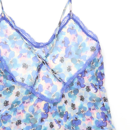 Accessorize Womens Blue Floral Polyester Cami One Piece Size XS