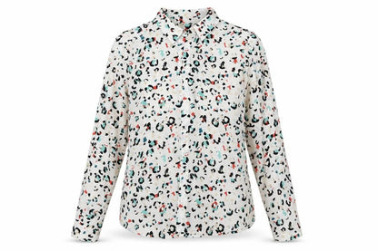 Marks & Spencer Womens Ivory Geometric Polyester Basic Blouse Size 8 Collared