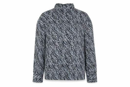 Front view of Vera Moda women’s grey geometric 100% cotton basic blouse, size M, collared