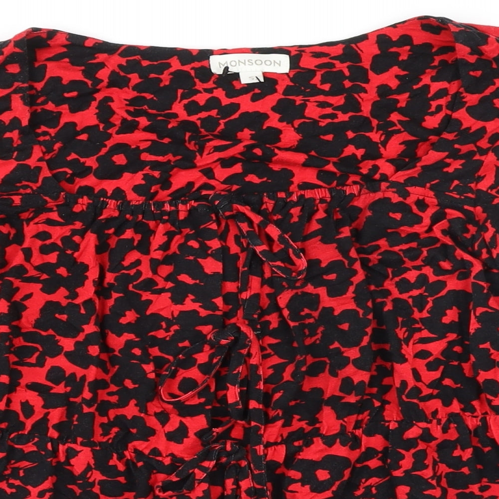 Womens UK Size S Monsoon Red Tunic Blouse