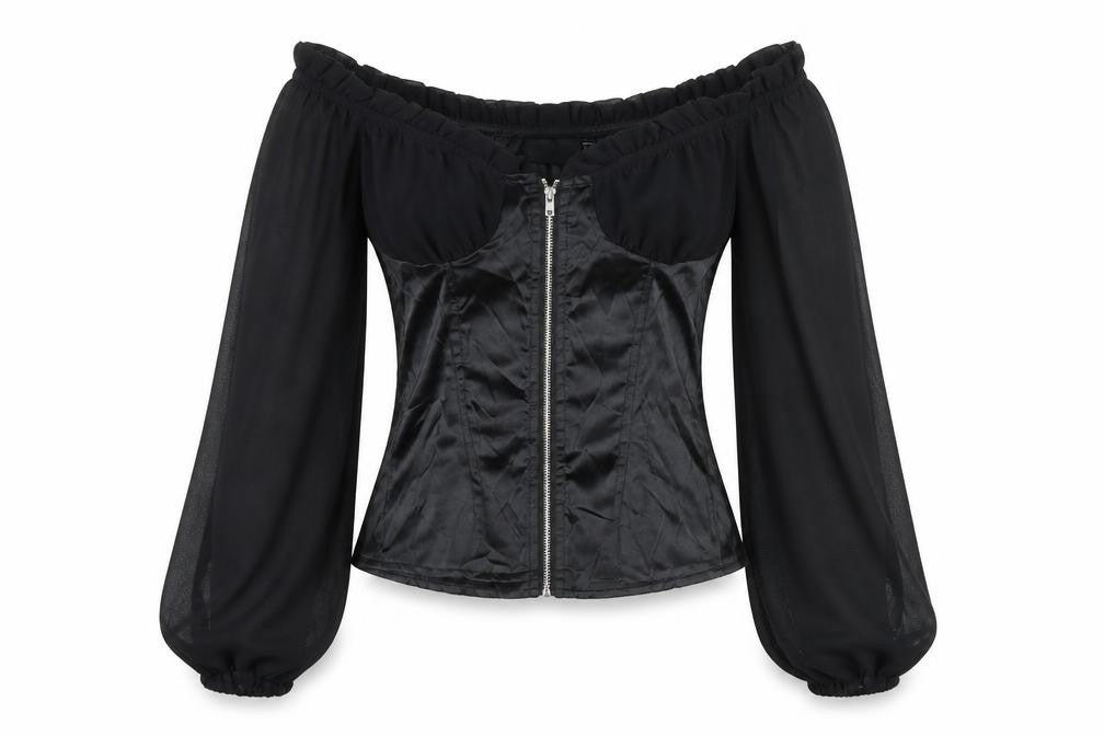 Womens UK Size 4 PRETTYLITTLETHING Black Cropped Blouse