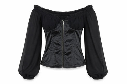 Womens UK Size 4 PRETTYLITTLETHING Black Cropped Blouse