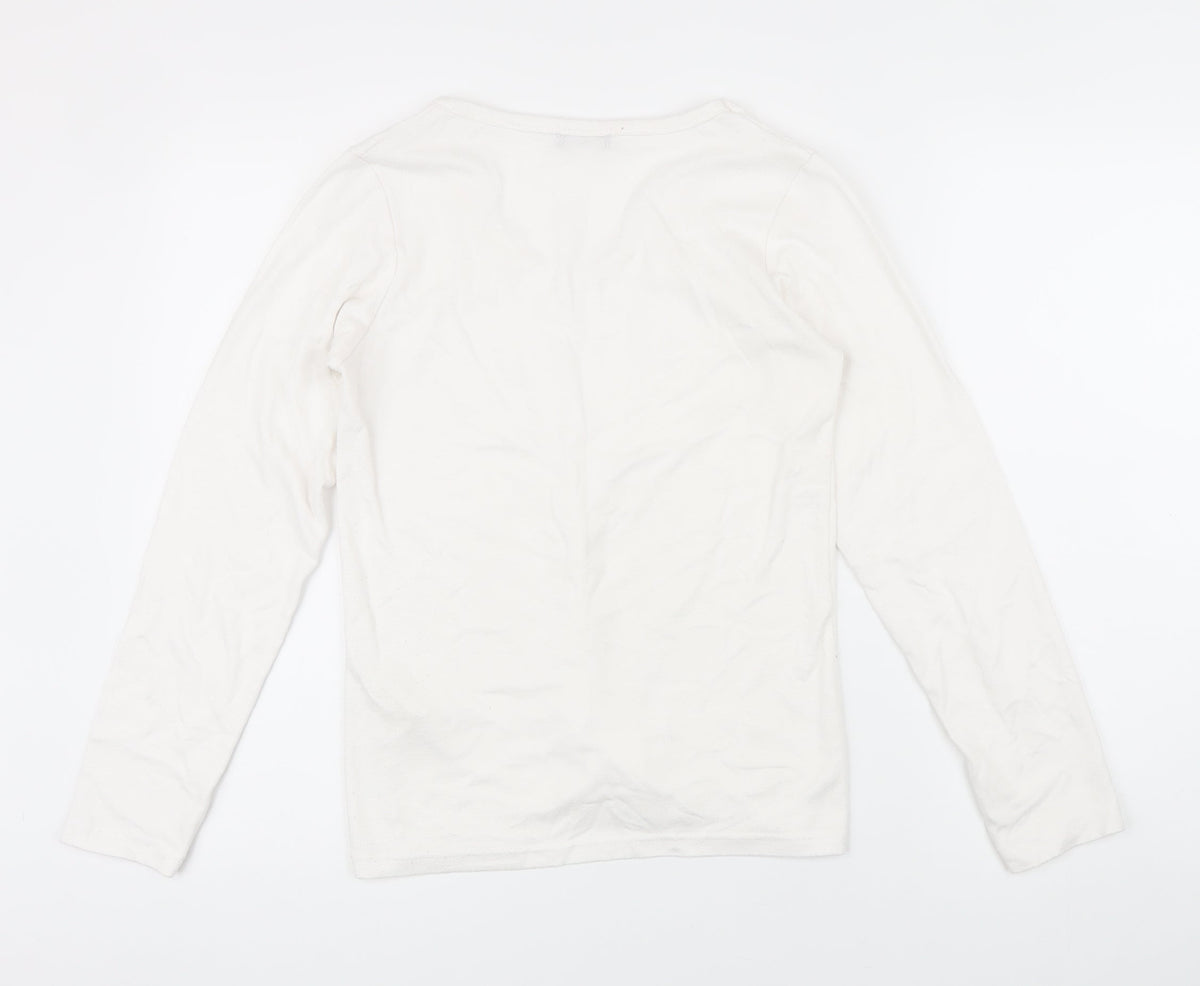 Orbix Womens White Viscose Basic T-Shirt Size M Scoop Neck