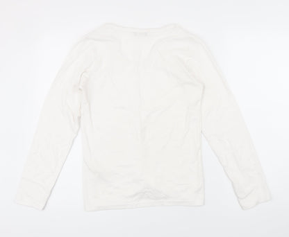 Orbix Womens White Viscose Basic T-Shirt Size M Scoop Neck