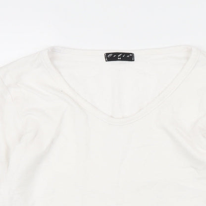 Orbix Womens White Viscose Basic T-Shirt Size M Scoop Neck