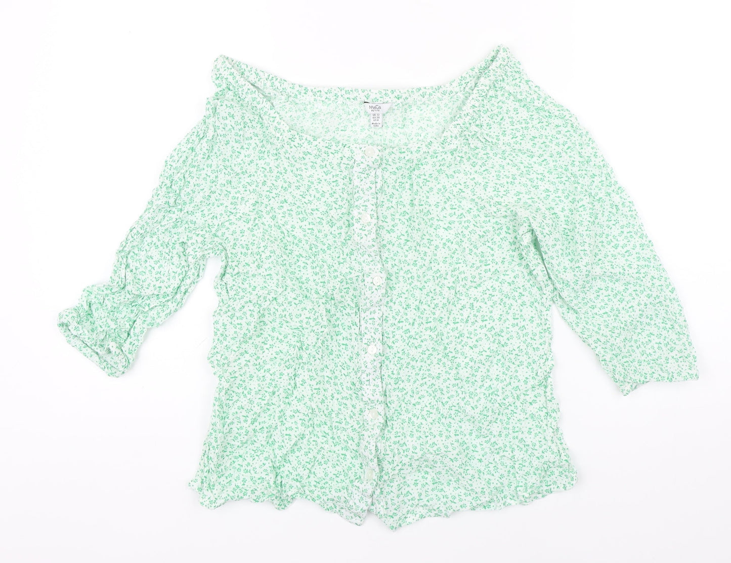 Womens UK Size 12 M&Co Green Tunic Blouse