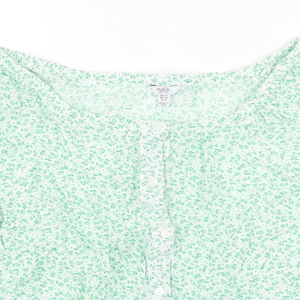 Womens UK Size 12 M&Co Green Tunic Blouse
