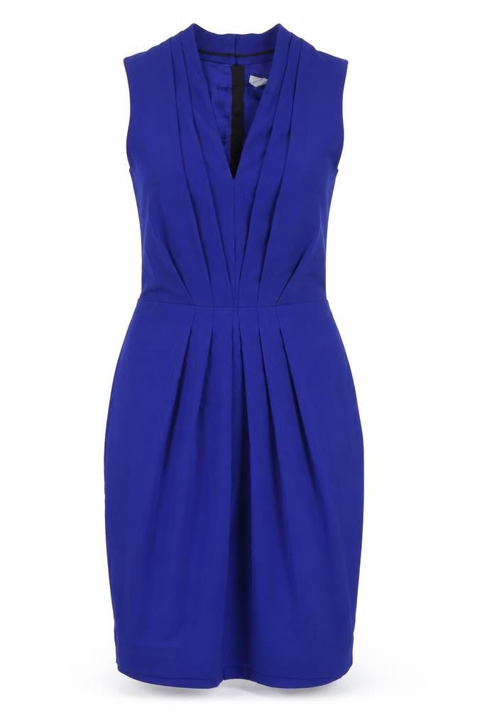 H&M Womens Blue Polyester Pencil Dress Size 6 V-Neck Zip