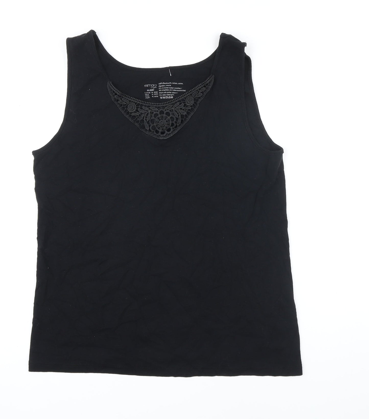 Womens UK Size XL ESMARA Black Basic T-Shirt