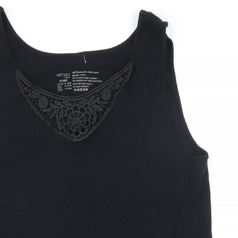 Womens UK Size XL ESMARA Black Basic T-Shirt