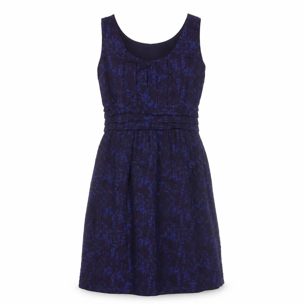 Gap Womens Blue Geometric Polyester Tank Dress Size 10 Scoop Neck Zip