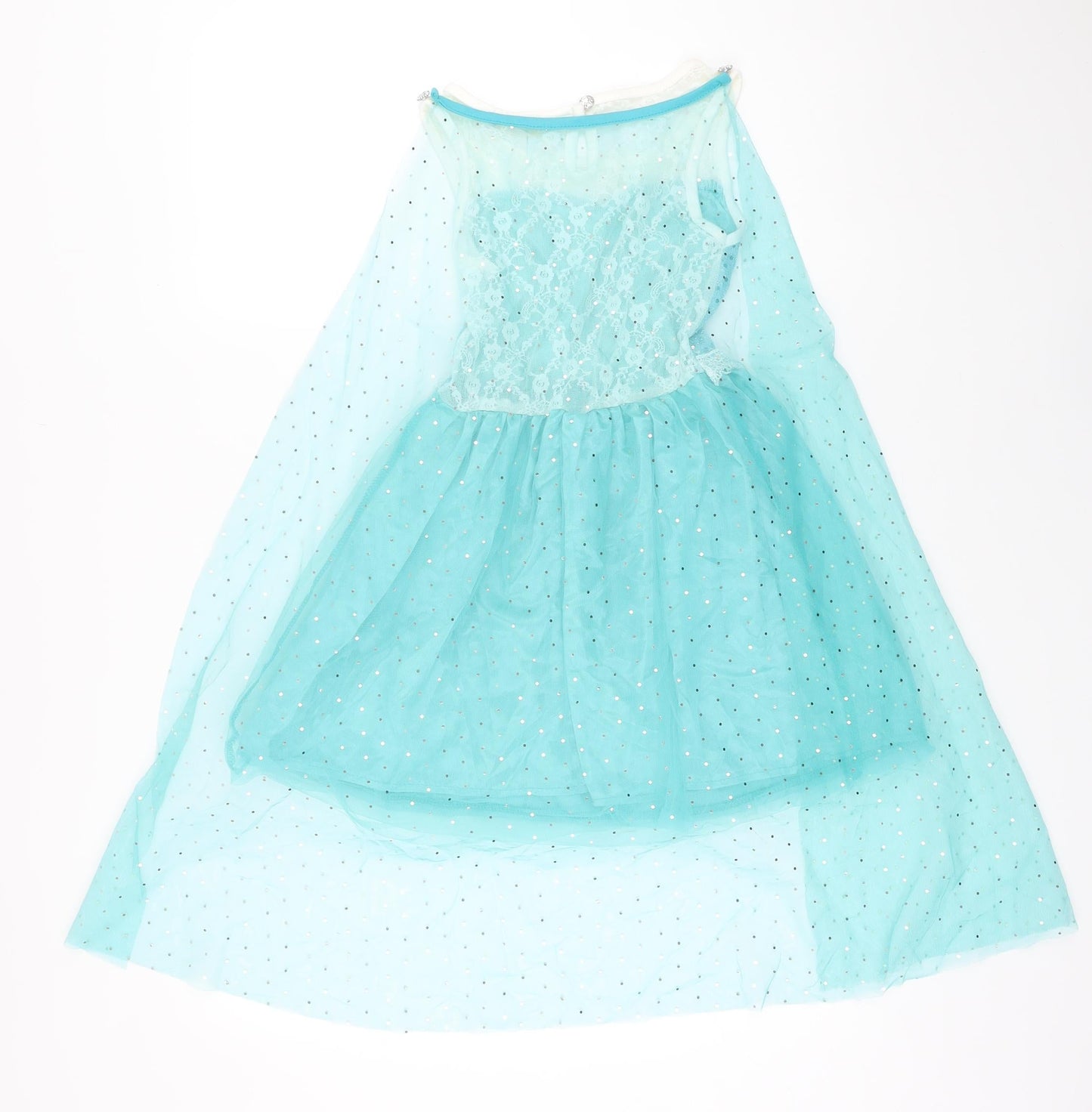 Samgami Girls Blue Polyester Blend Ball Gown Size 6-7 Years Boat Neck - Detachable cape
