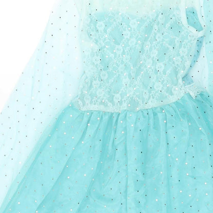 Samgami Girls Blue Polyester Blend Ball Gown Size 6-7 Years Boat Neck - Detachable cape