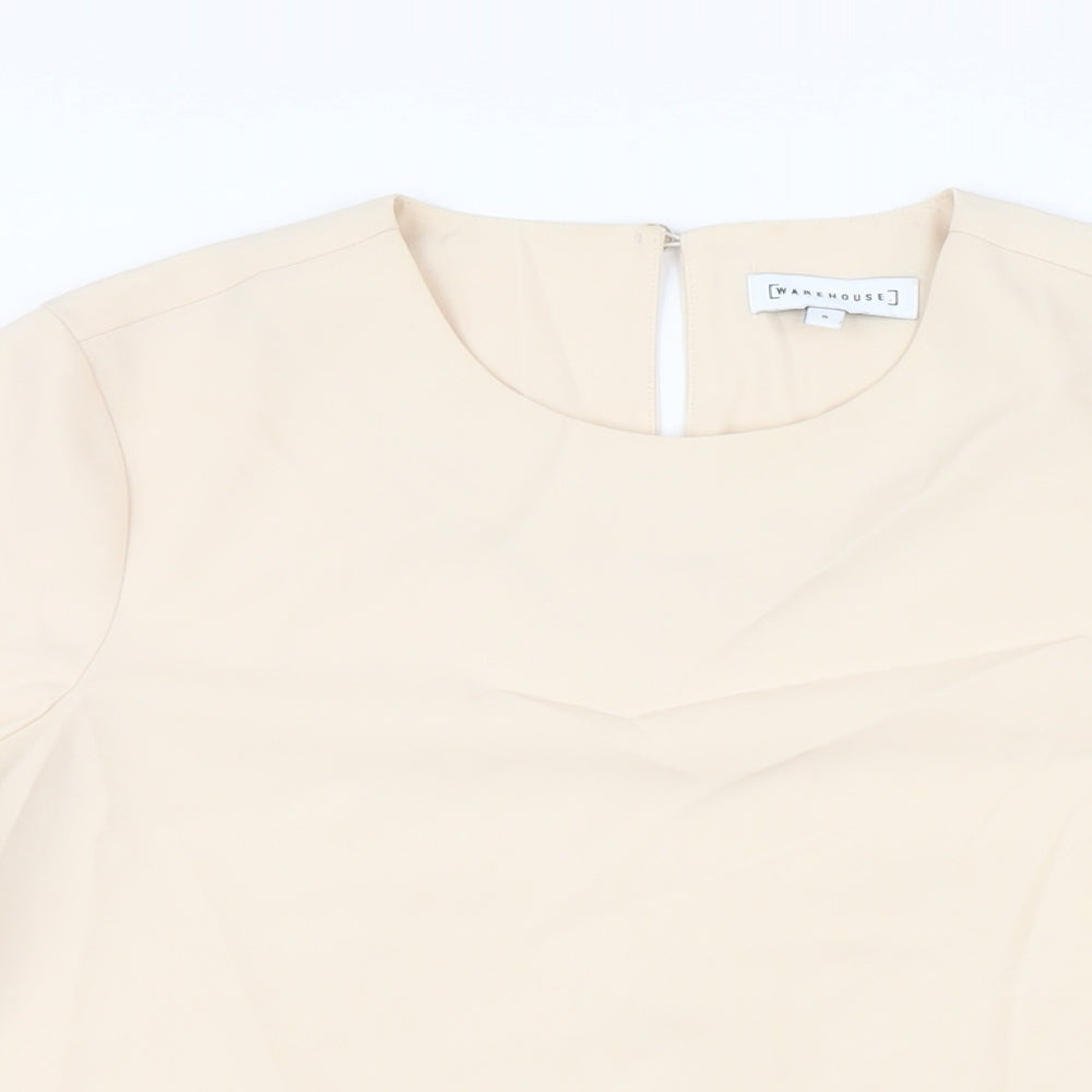 Womens UK Size 8 Warehouse Beige Tunic Blouse