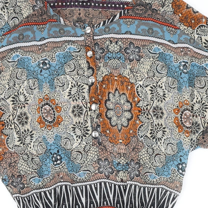 South Womens Multicoloured Floral Polyester A-Line Size 10 Boat Neck