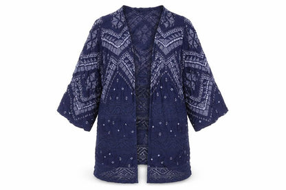 Marks & Spencer Womens Blue Geometric Kimono Blazer Size 8