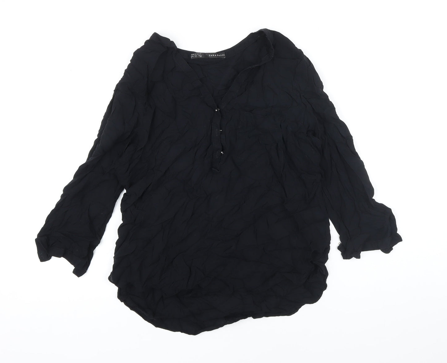 Womens UK Size L Zara Black Tunic Blouse