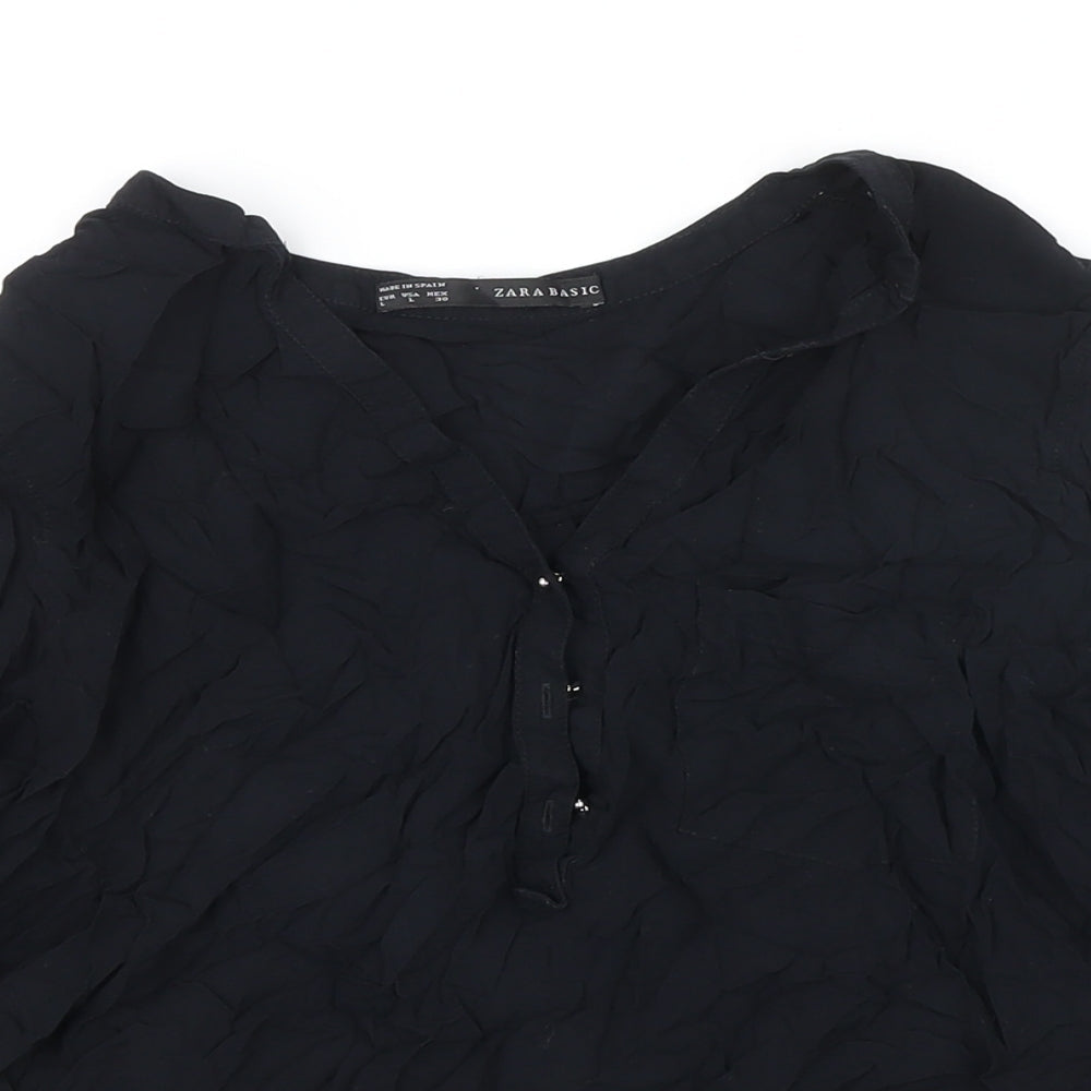 Womens UK Size L Zara Black Tunic Blouse