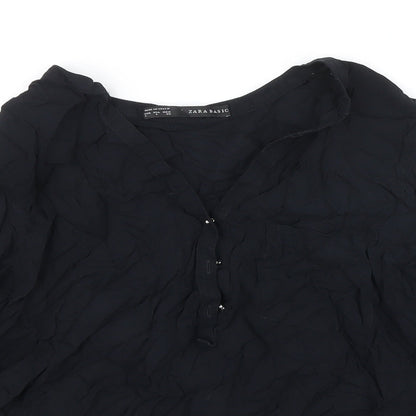 Womens UK Size L Zara Black Tunic Blouse