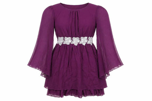 Pussycat London Womens Purple Polyester A-Line Size 8 Boat Neck