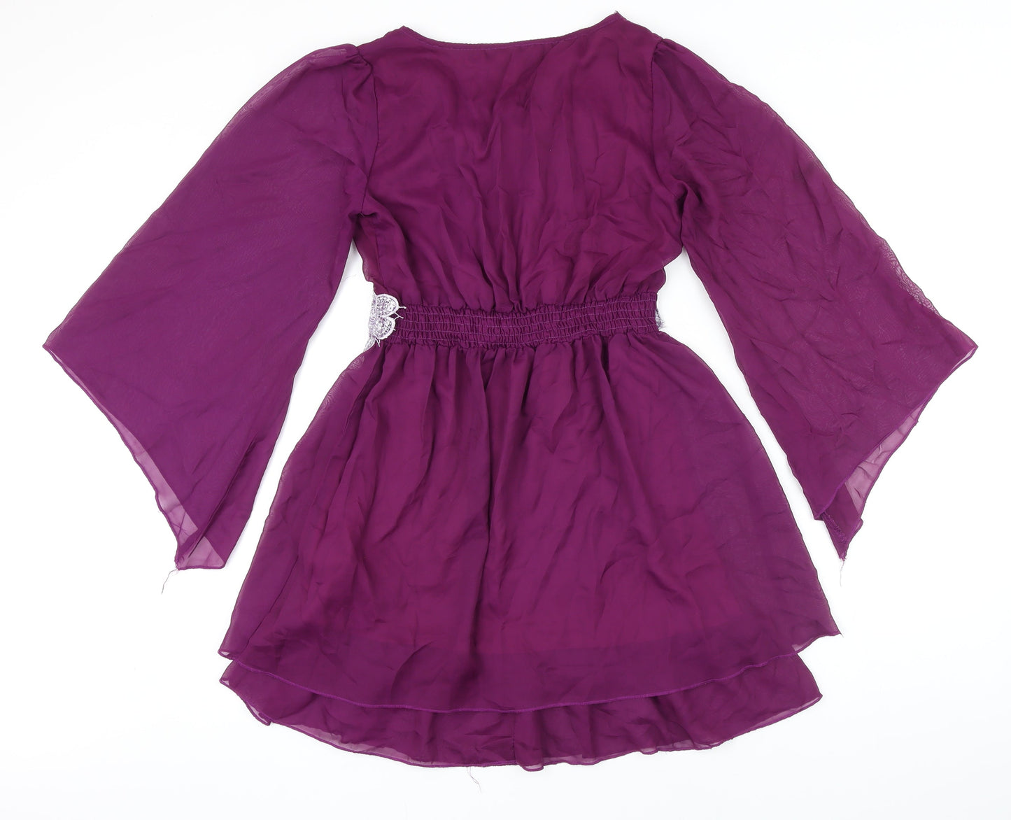 Pussycat London Womens Purple Polyester A-Line Size 8 Boat Neck