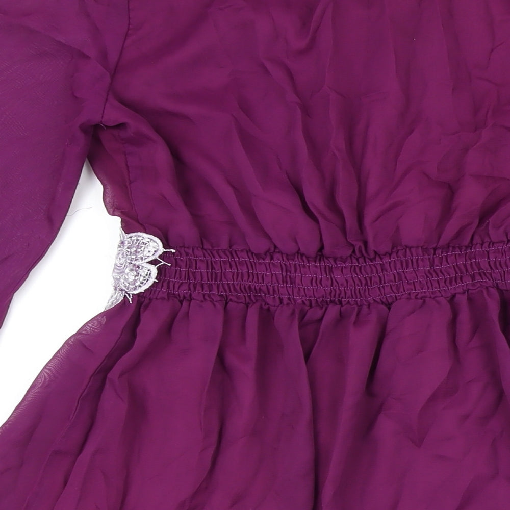 Pussycat London Womens Purple Polyester A-Line Size 8 Boat Neck