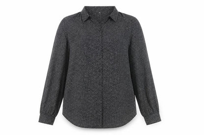 H&M Womens Black Geometric Viscose Tunic Blouse Size M Collared