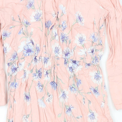Zarina weekend Womens Pink Floral Viscose Sheath Size 14 Boat Neck