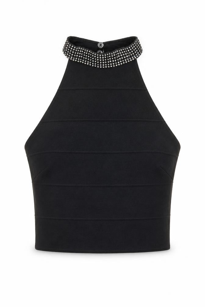 Womens UK Size 6 New Look Black Cropped Blouse